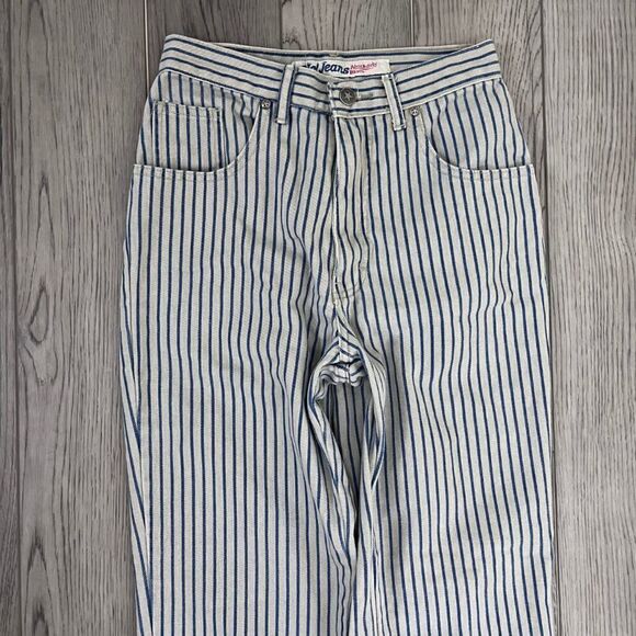 Vintage Absolutely Blue NO! Jeans Size 25 Denim Striped High Rise Cotton Retro - Picture 5 of 11